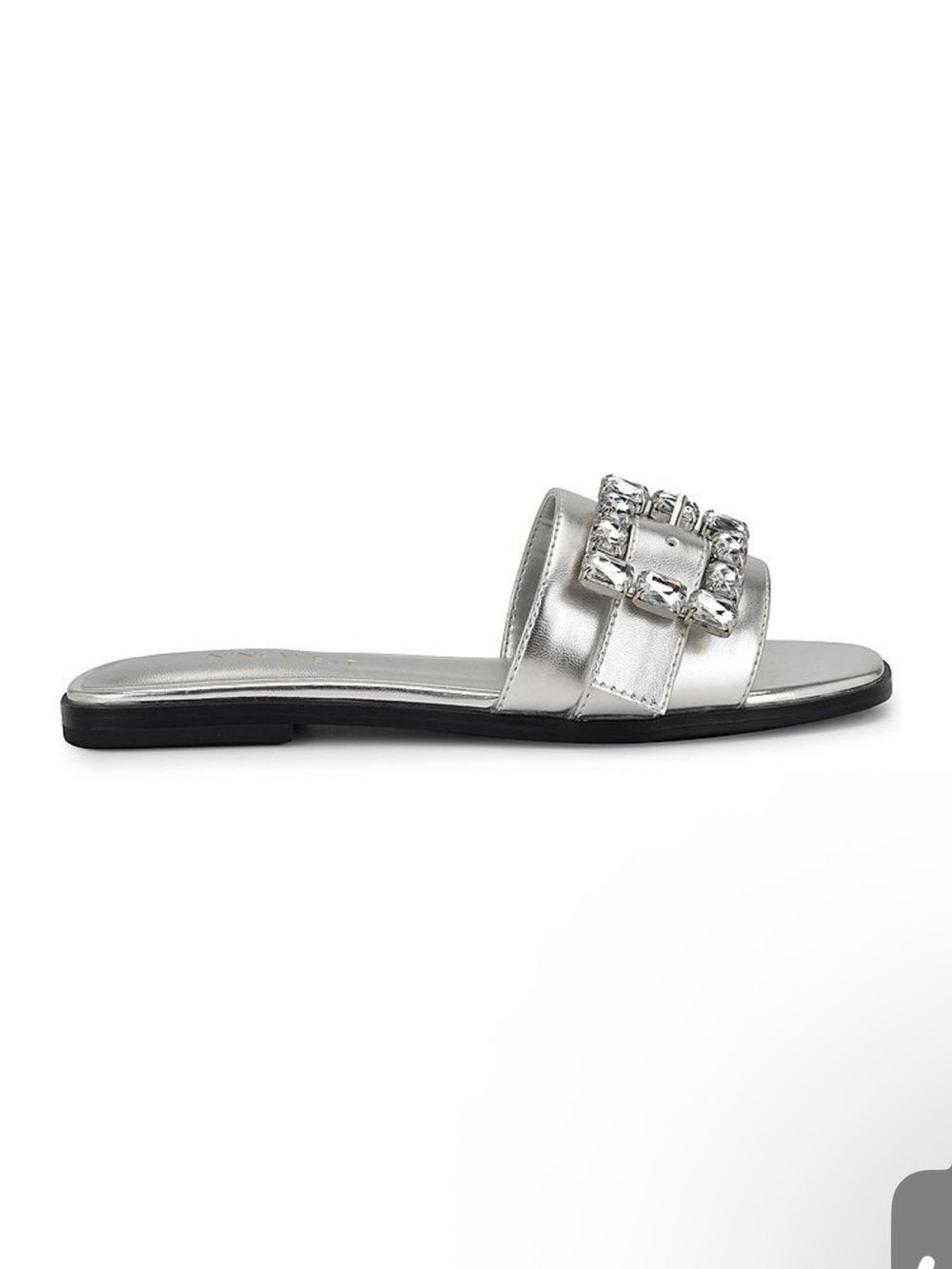 NEW! Nine West Silver Jeweled Slide Sandal - Women SZ 10